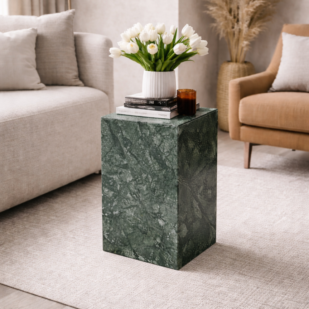 Green marble side table