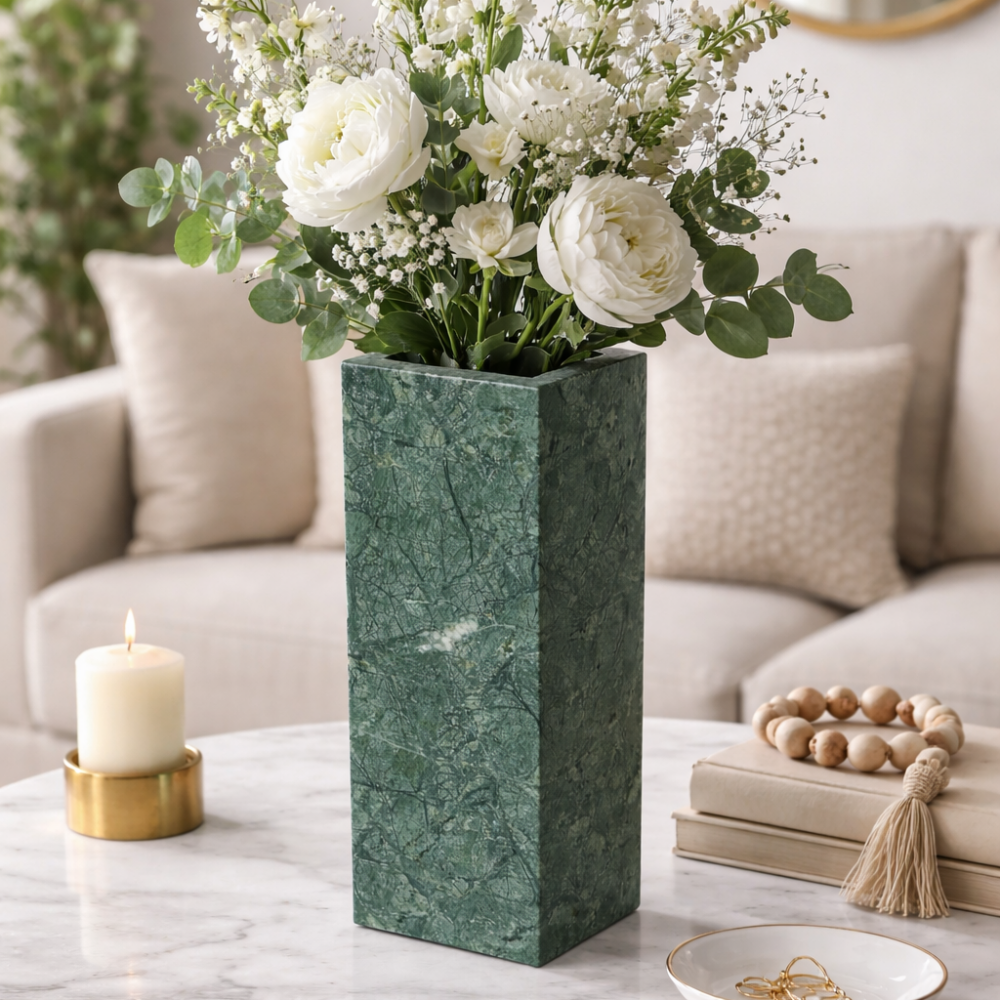 Green marble vase